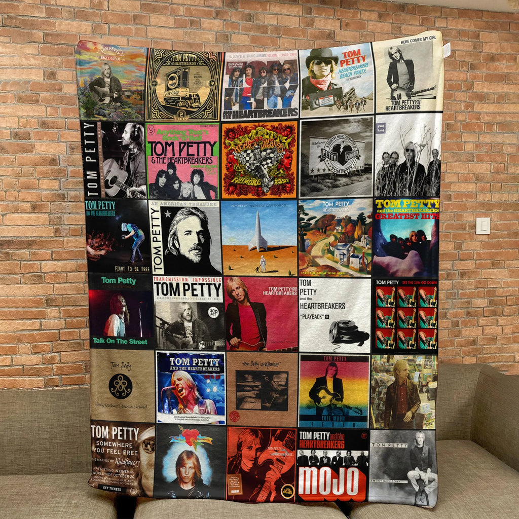 Tom Petty Albums Collage Sherpa Blanket - A Unique Christmas Find for Fans
