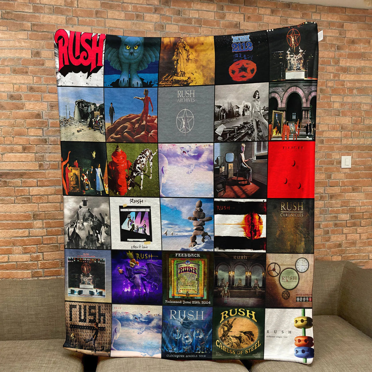 Rush Albums Collage Sherpa Blanket - A Progressive Rock Tribute in Ultimate Comfort