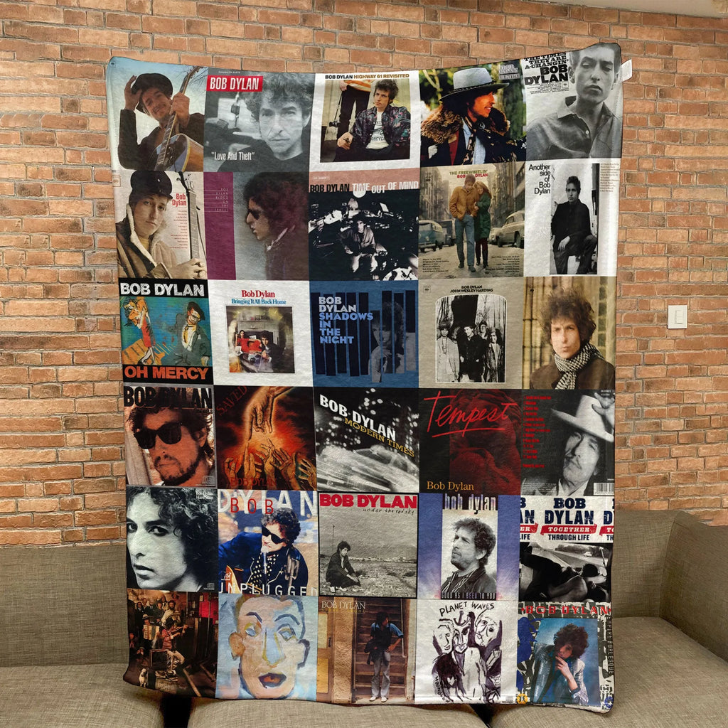 Bob Dylan Albums Collage Blanket - A Nostalgic Blanket for Dylan's Fans