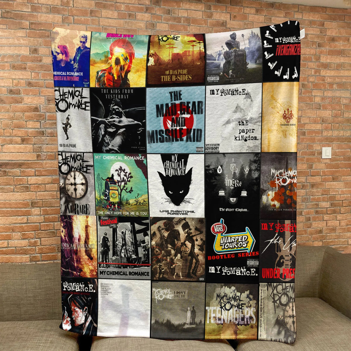 My Chemical Romance Albums Collage Sherpa Blanket - Emotional Warmth Christmas Find for Fans