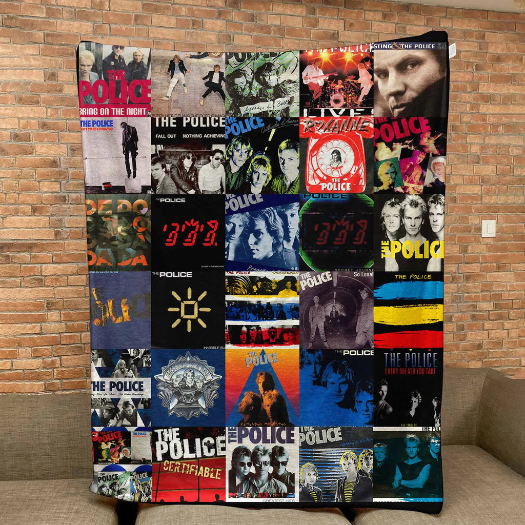 The Police Albums Collage Sherpa Blanket - A Tribute to Timeless New Wave Icons