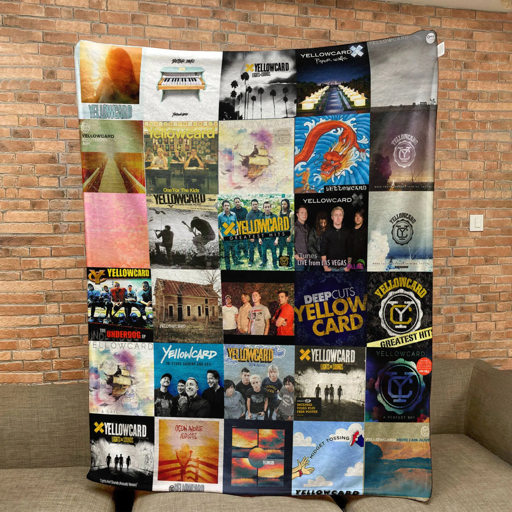 Yellowcard Albums Collage Sherpa Blanket - A Unique Find for Pop-Punk Nostalgia