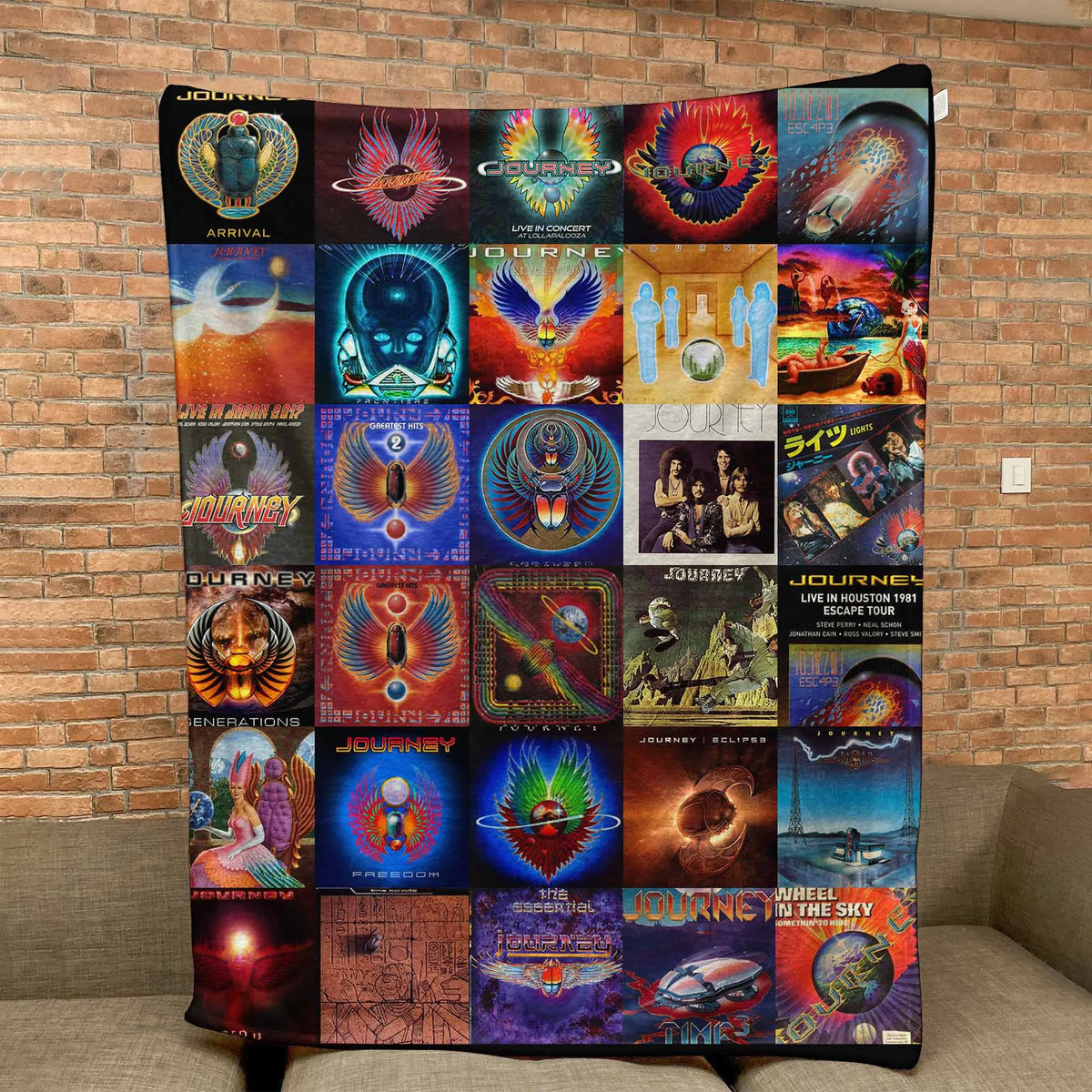 Journey Albums Collage Sherpa Blanket - A Soft Tribute to Timeless Rock Legends
