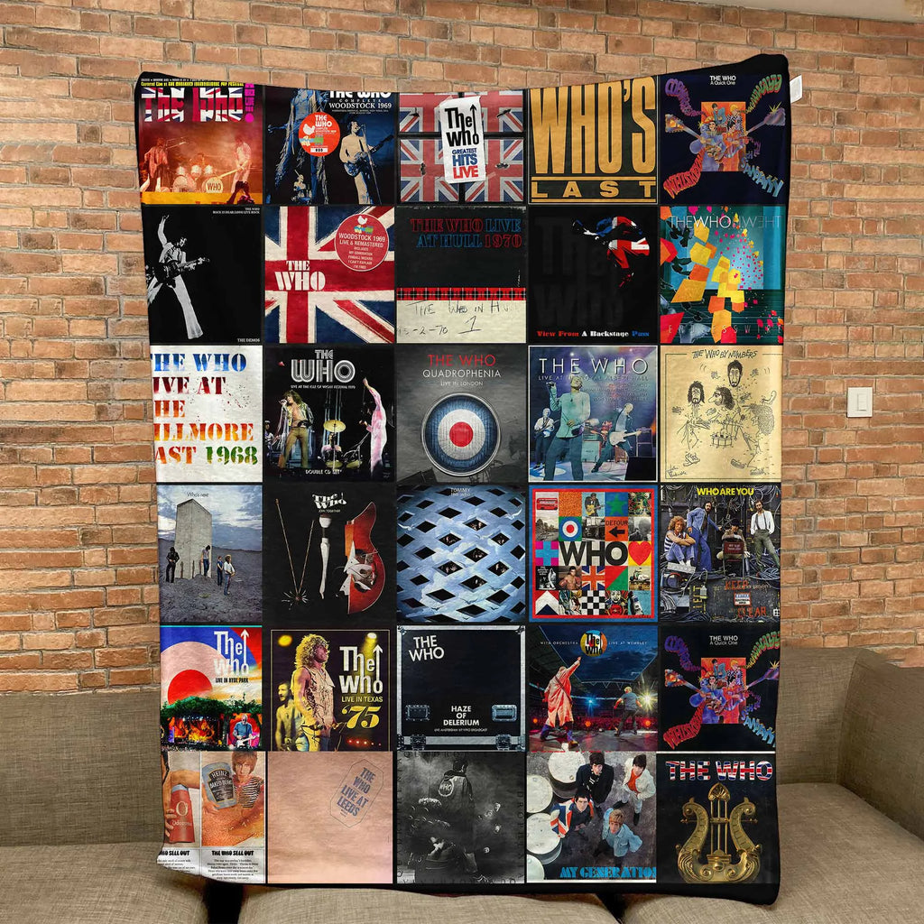 The Who Albums Collage Sherpa Blanket - A Warm Tribute to Rock-s Loudest Legends