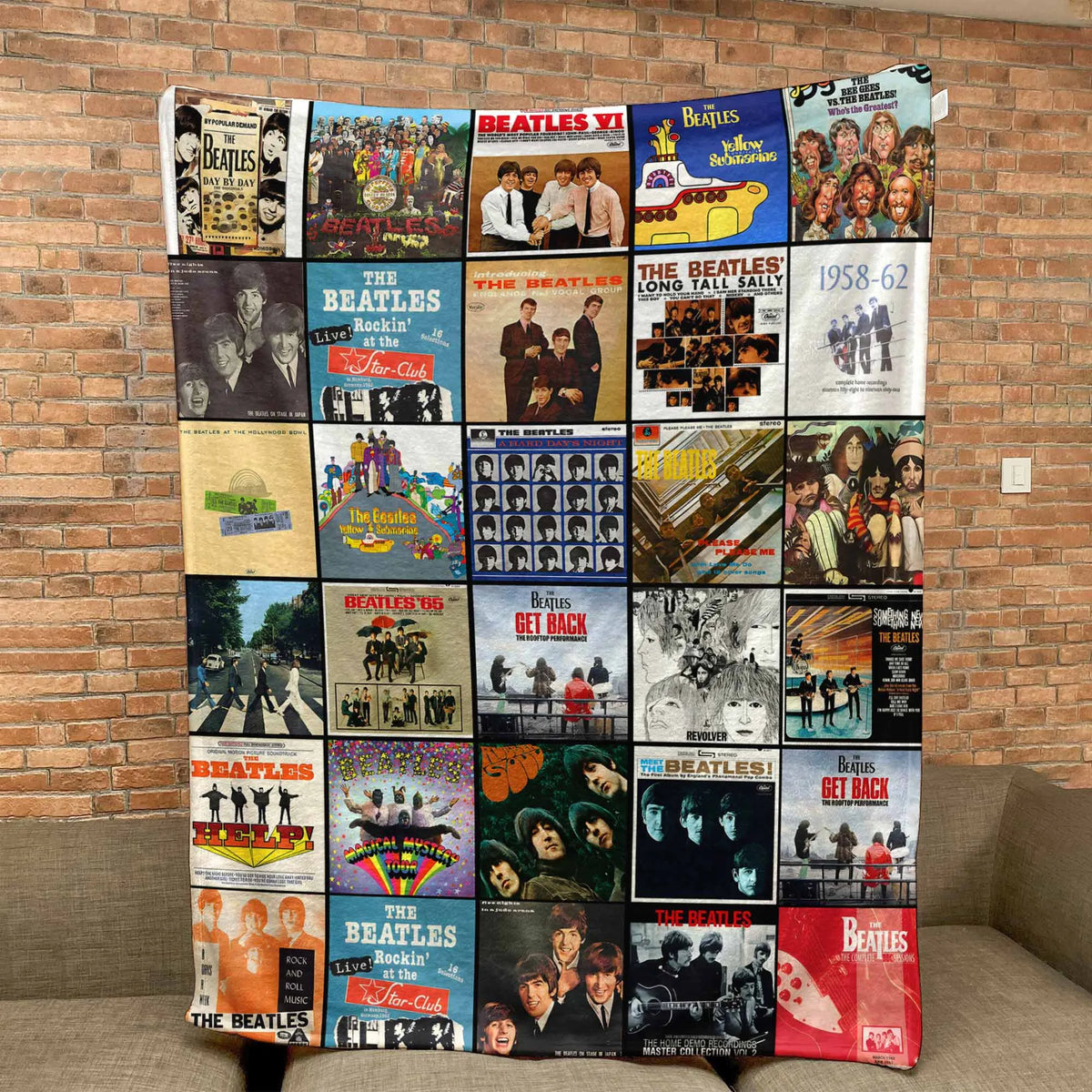 The Beatles Albums Collage Sherpa Blanket - Unique Gift for Music Fans