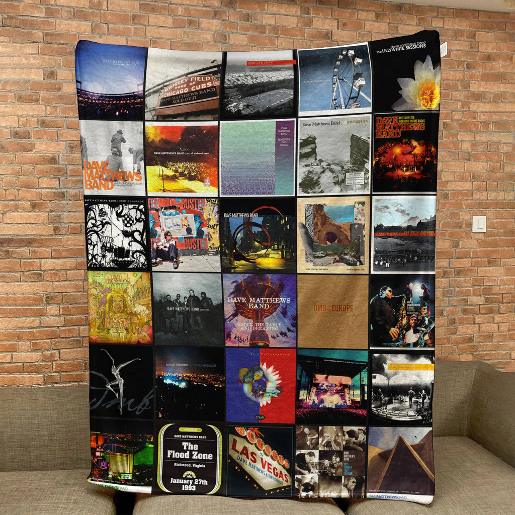 Dave Matthews Band Albums Collage Sherpa Blanket - A Warm Journey Through Every Era