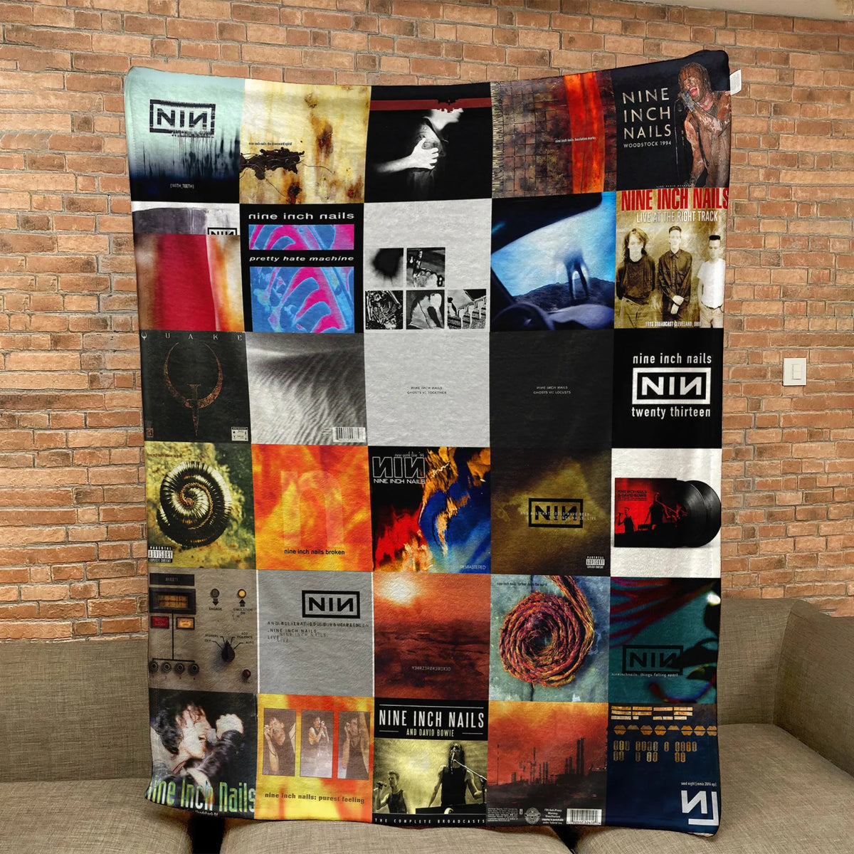 Nine Inch Nails Albums Collage Sherpa Blanket - A Tribute to Industrial Legends