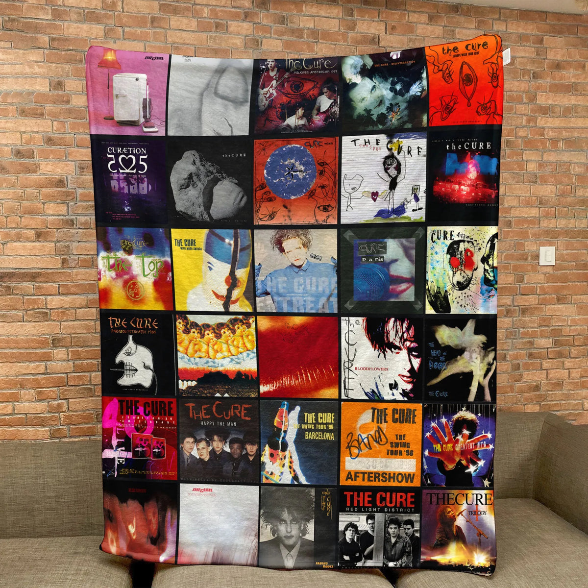The Cure Albums Collage Sherpa Blanket - A Unique Gift for Alternative Rock Fans