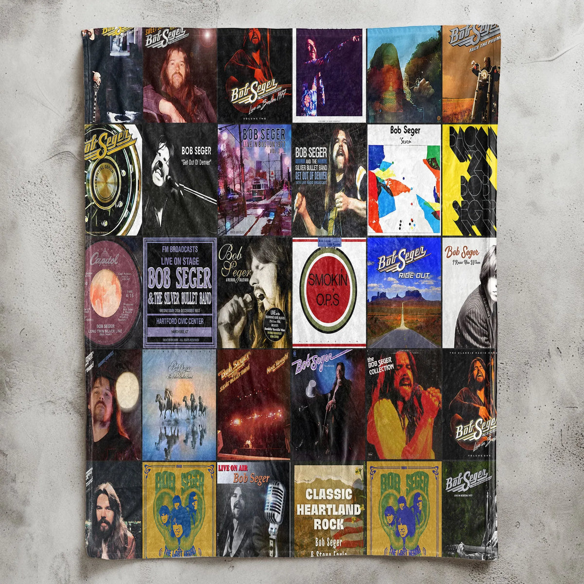 Bob Seger Albums Collage Sherpa Blanket - A Heartland Rock Christmas Gift for All Fans