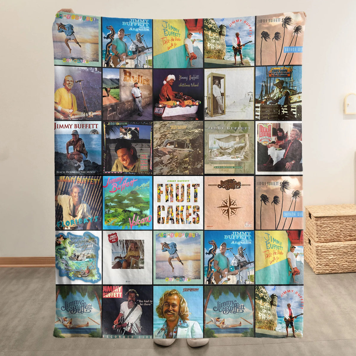 Jimmy Buffett Sherpa Blanket - A Cozy Escape to Island Time