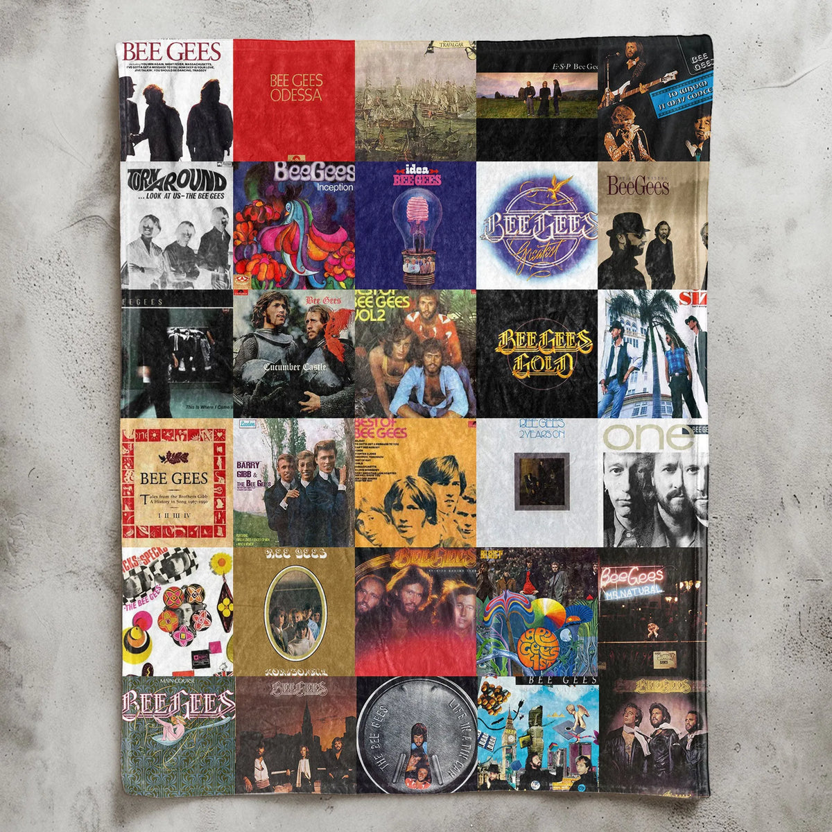 Bee Gees Albums Collage Sherpa Blanket - Timeless Pop & Disco Warmth Wrapped in Iconic Album Art