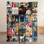 Elvis Presley Albums Collage Sherpa Blanket - Cozy Christmas Gift for the King's Fans