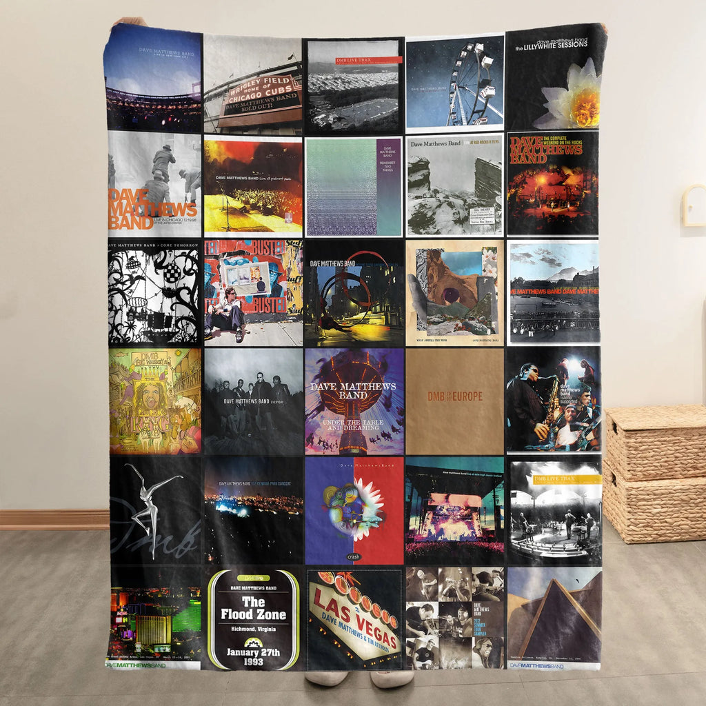 Dave Matthews Band Albums Collage Sherpa Blanket - A Warm Journey Through Every Era