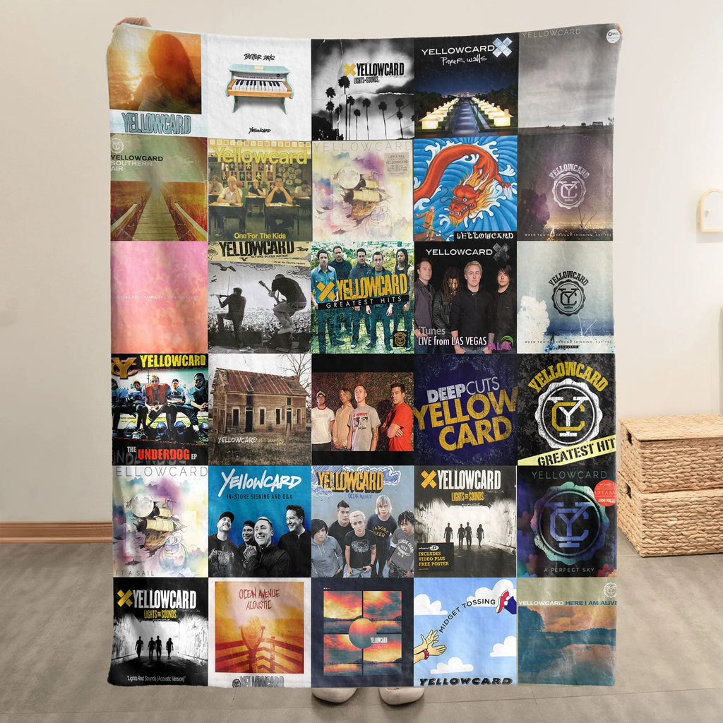 Yellowcard Albums Collage Sherpa Blanket - A Unique Find for Pop-Punk Nostalgia