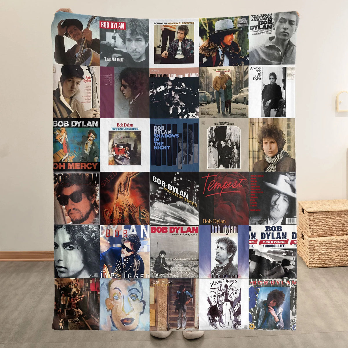 Bob Dylan Albums Collage Blanket - A Nostalgic Blanket for Dylan's Fans