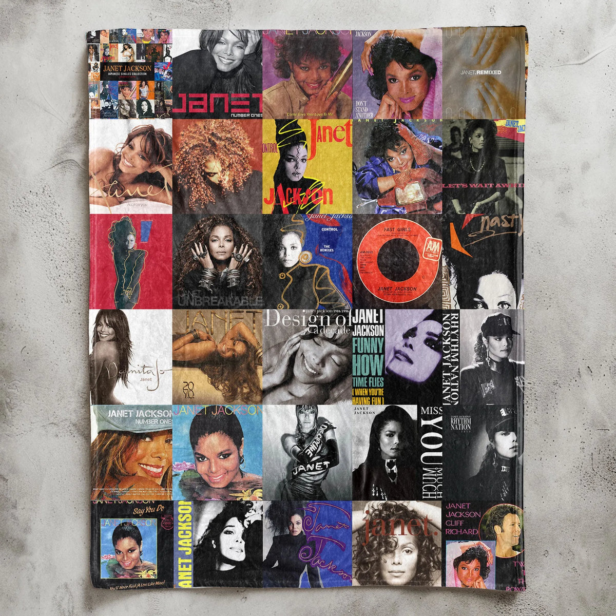 Janet Jackson Albums Collage Sherpa Blanket - A Soft Tribute to an Icon
