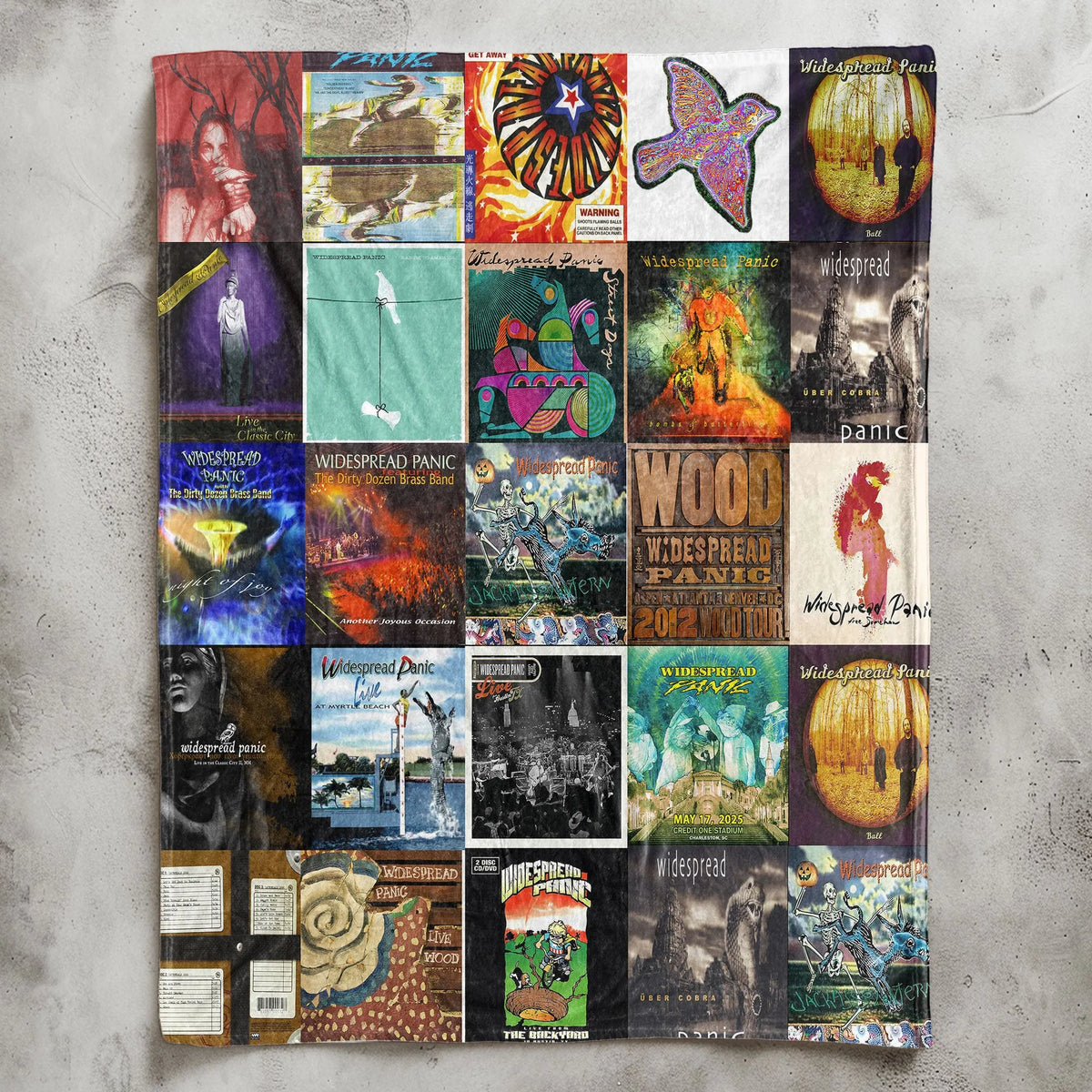 Widespread Panic Albums Collage Sherpa Blanket - Jam Band Warmth Wrapped in Iconic Album Art