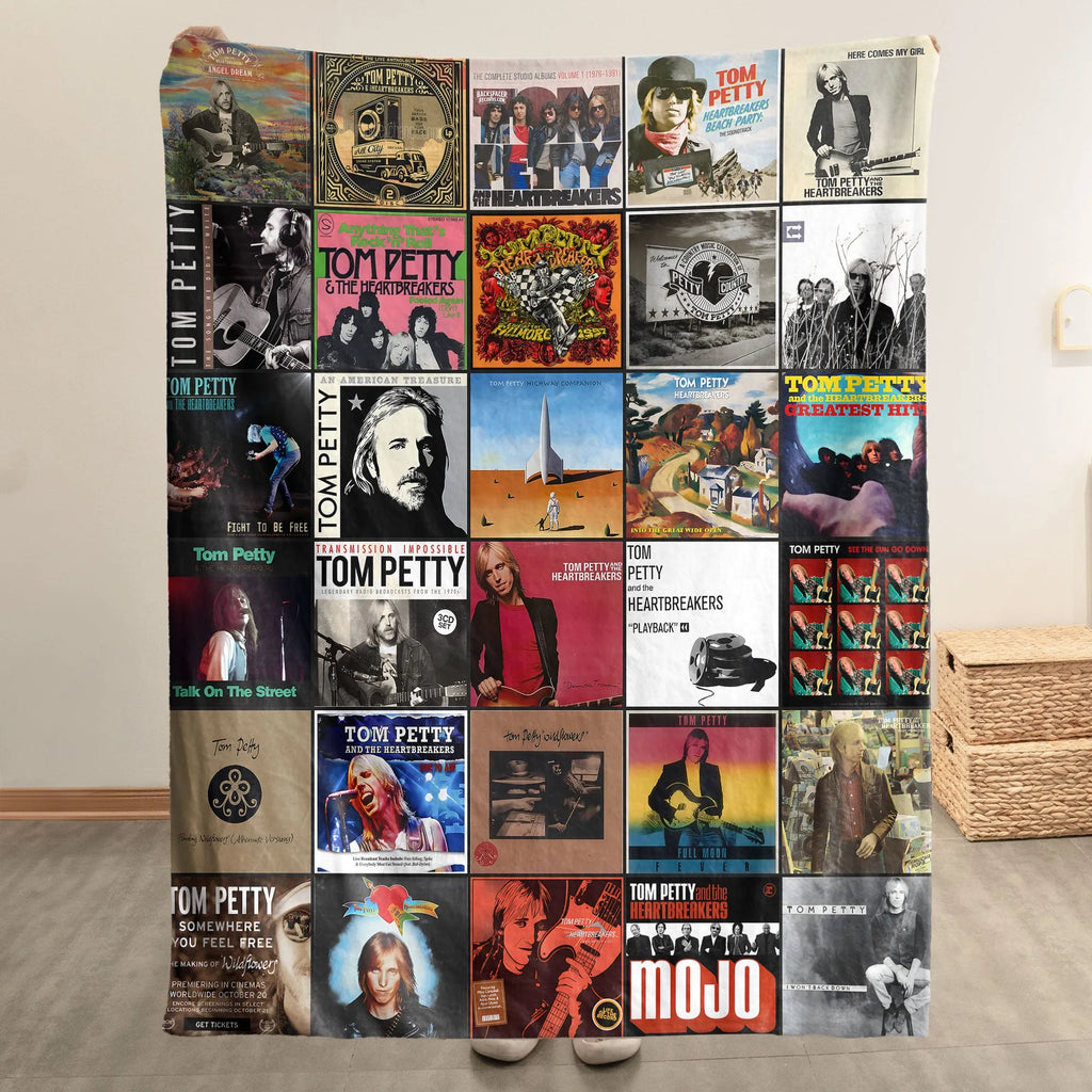 Tom Petty Albums Collage Sherpa Blanket - A Unique Christmas Find for Fans