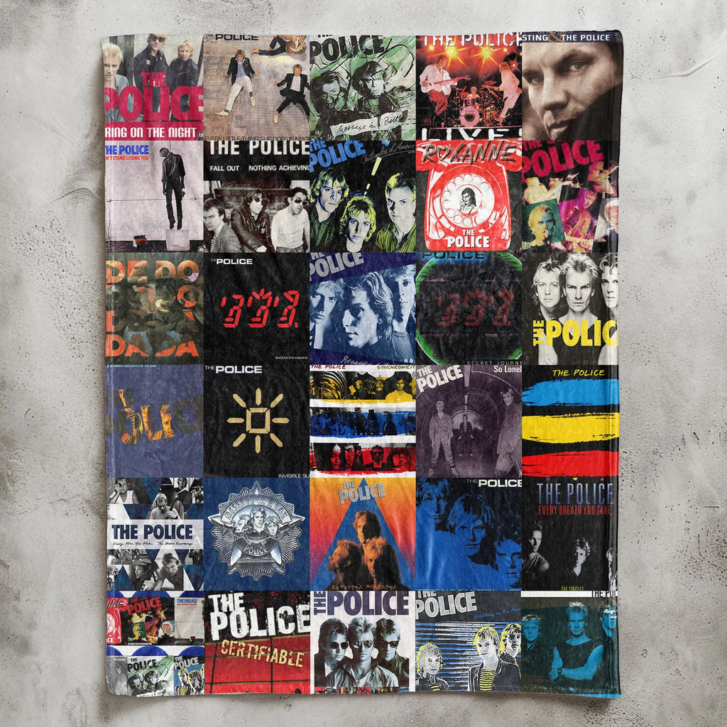 The Police Albums Collage Sherpa Blanket - A Tribute to Timeless New Wave Icons
