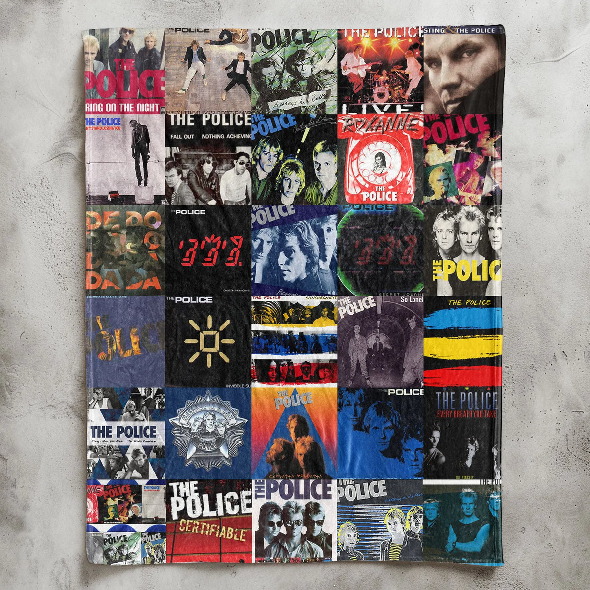 The Police Albums Collage Sherpa Blanket - A Tribute to Timeless New Wave Icons