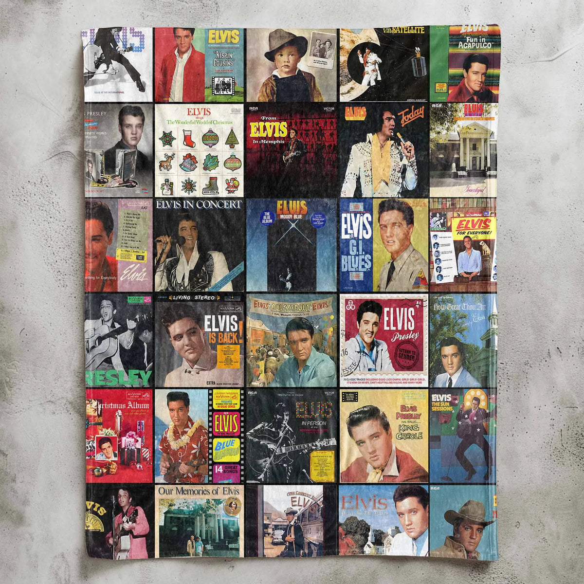 Elvis Presley Albums Collage Sherpa Blanket - Cozy Christmas Gift for the King's Fans