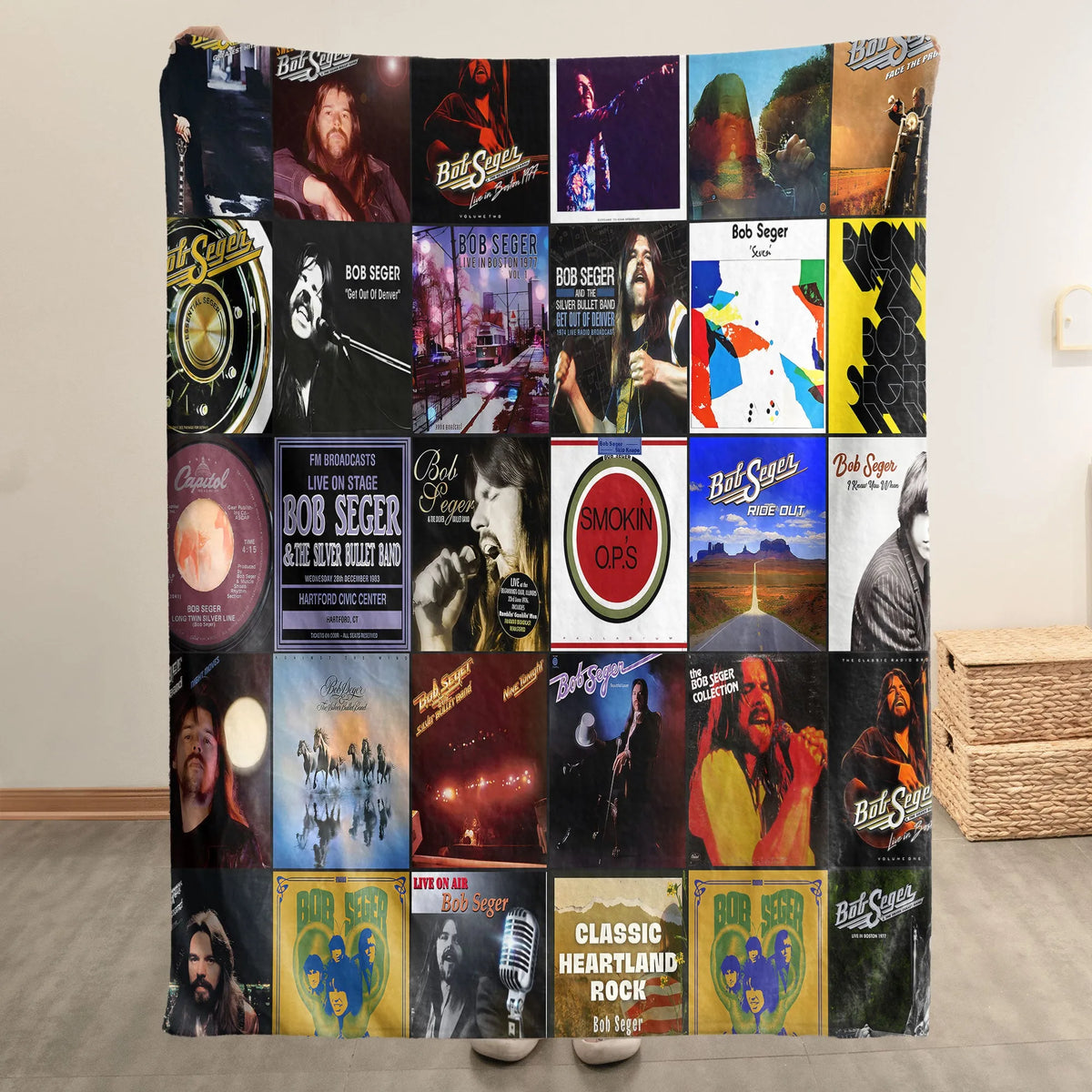 Bob Seger Albums Collage Sherpa Blanket - A Heartland Rock Christmas Gift for All Fans
