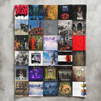 Rush Albums Collage Sherpa Blanket - A Progressive Rock Tribute in Ultimate Comfort