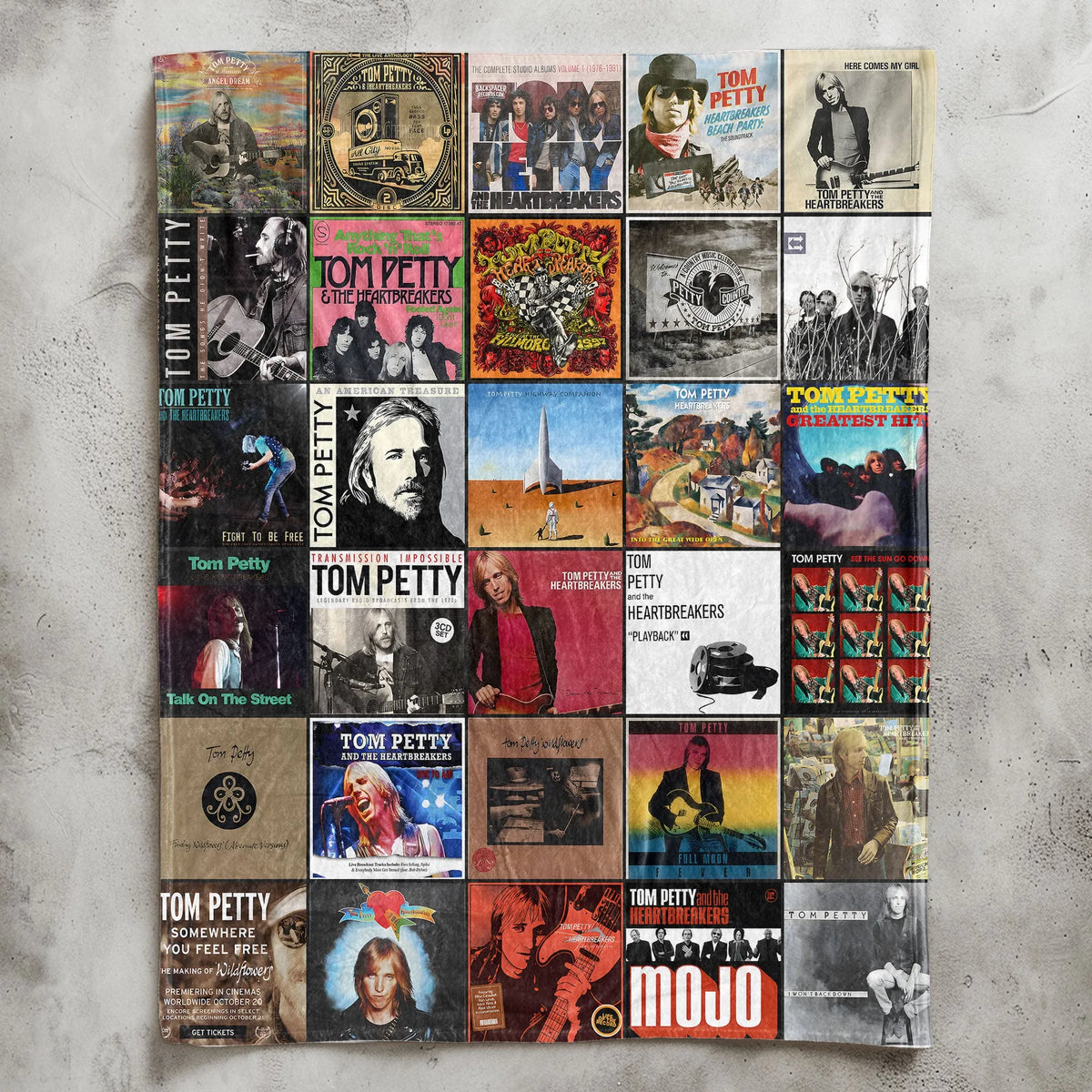 Tom Petty Albums Collage Sherpa Blanket - A Unique Christmas Find for Fans