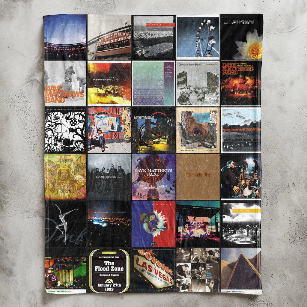 Dave Matthews Band Albums Collage Sherpa Blanket - A Warm Journey Through Every Era