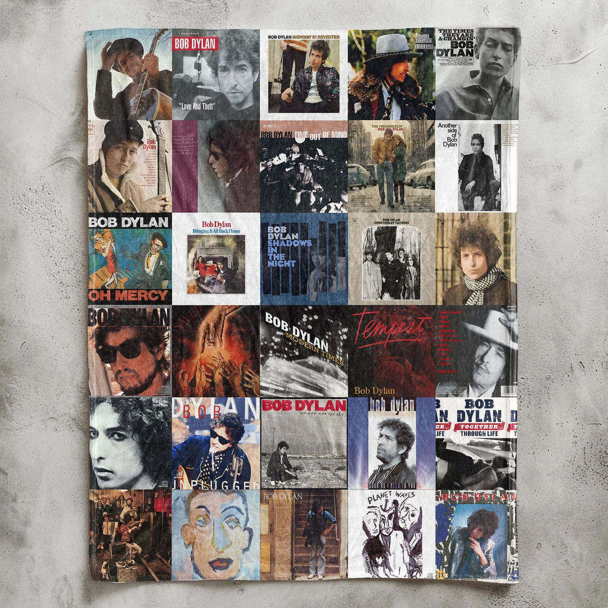 Bob Dylan Albums Collage Blanket - A Nostalgic Blanket for Dylan's Fans