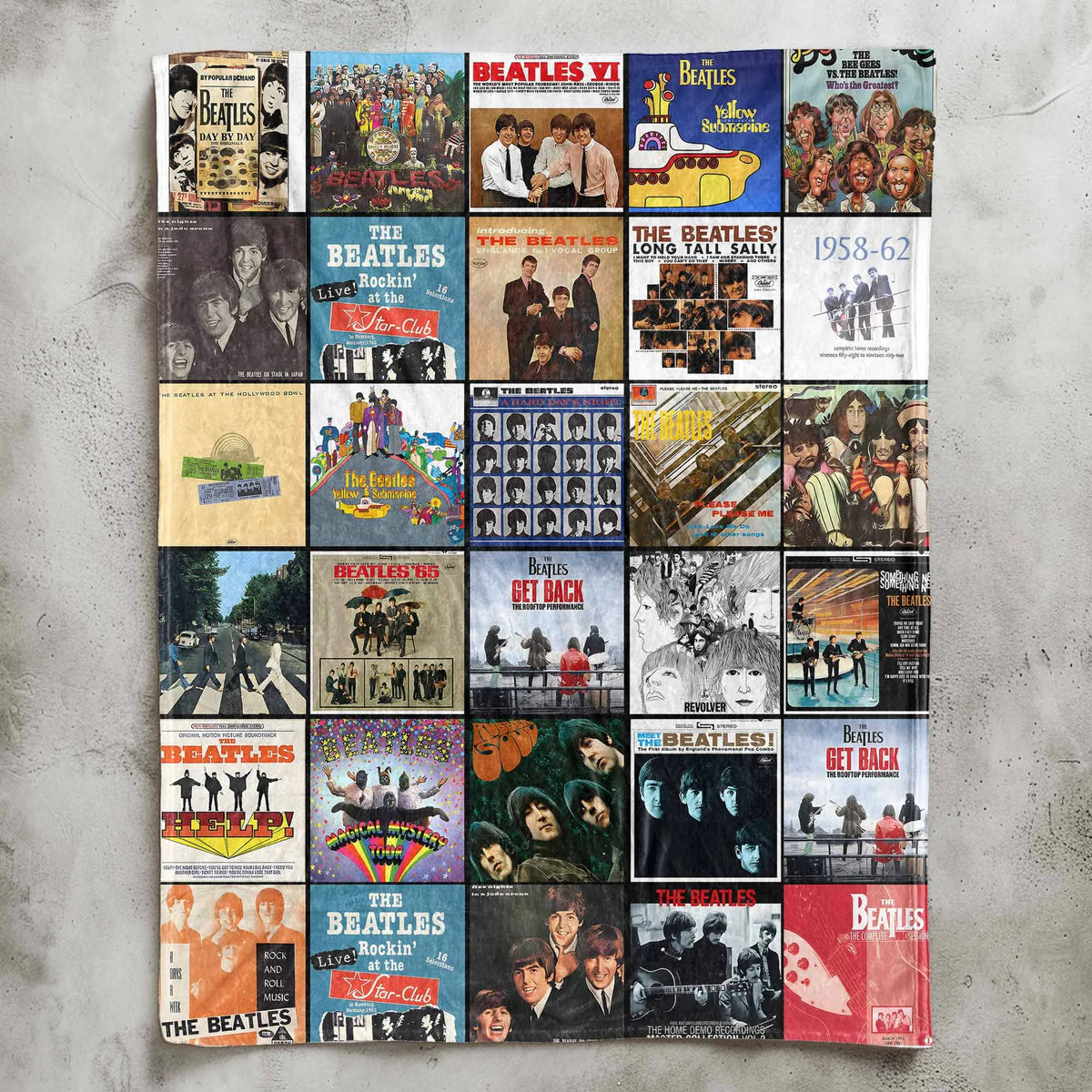 The Beatles Albums Collage Sherpa Blanket - Unique Gift for Music Fans
