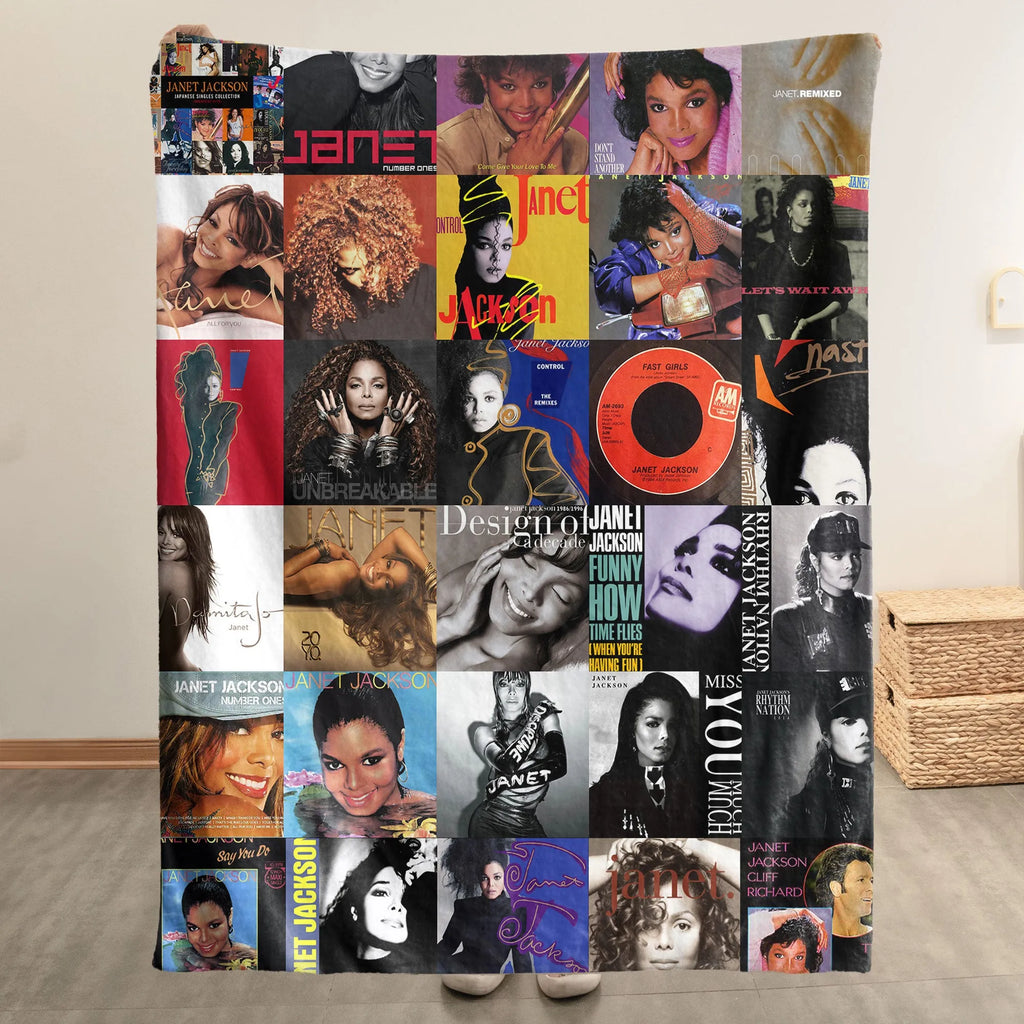 Janet Jackson Albums Collage Sherpa Blanket - A Soft Tribute to an Icon