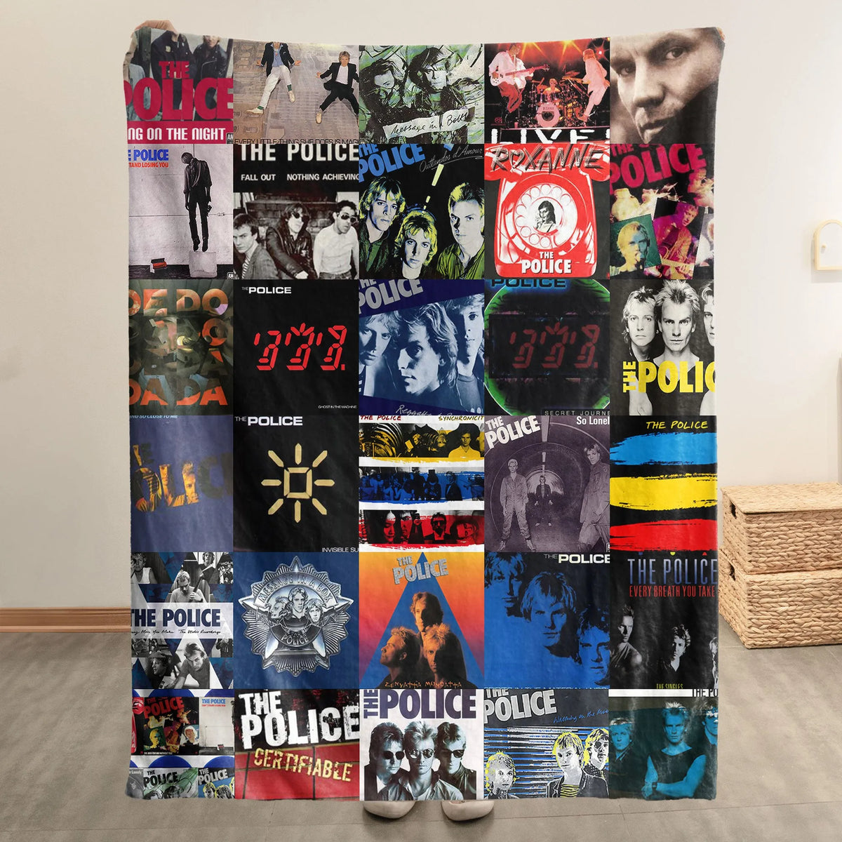 The Police Albums Collage Sherpa Blanket - A Tribute to Timeless New Wave Icons