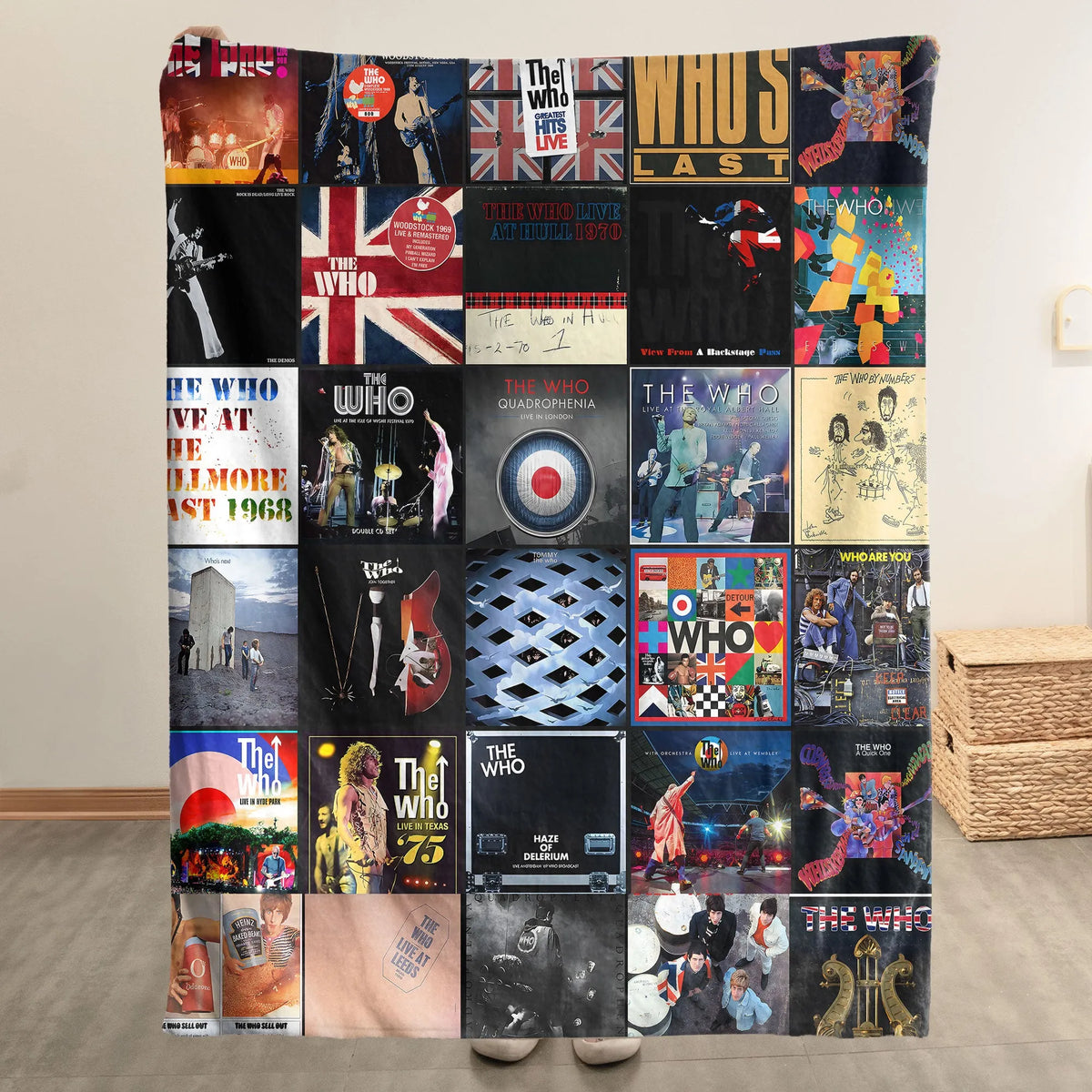 The Who Albums Collage Sherpa Blanket - A Warm Tribute to Rock-s Loudest Legends