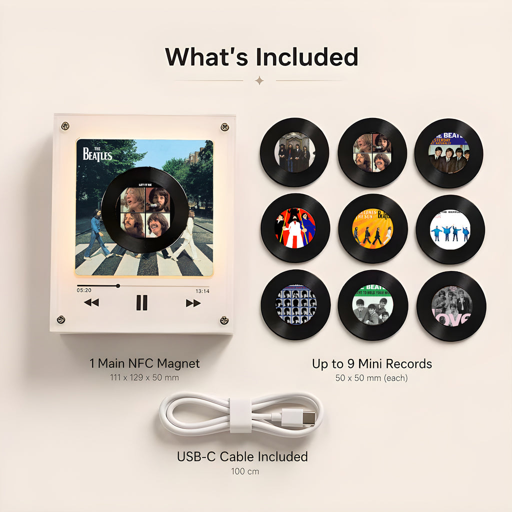 The Beatles Vinyl Record Refrigerator Music Magnet - Christmas NFC Music Player Box Set for Fan