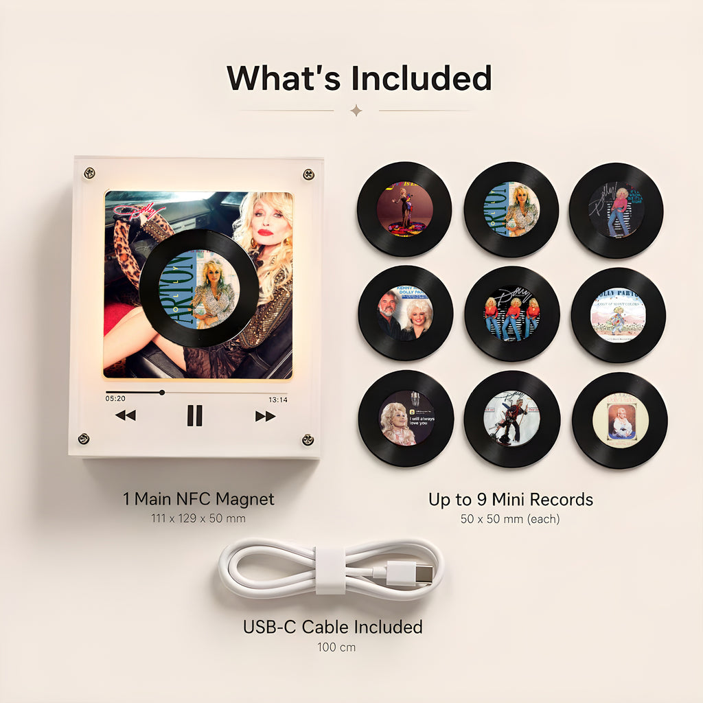Dolly Parton Vinyl Record Refrigerator Music Magnet - Christmas NFC Music Player Box Set for Fan
