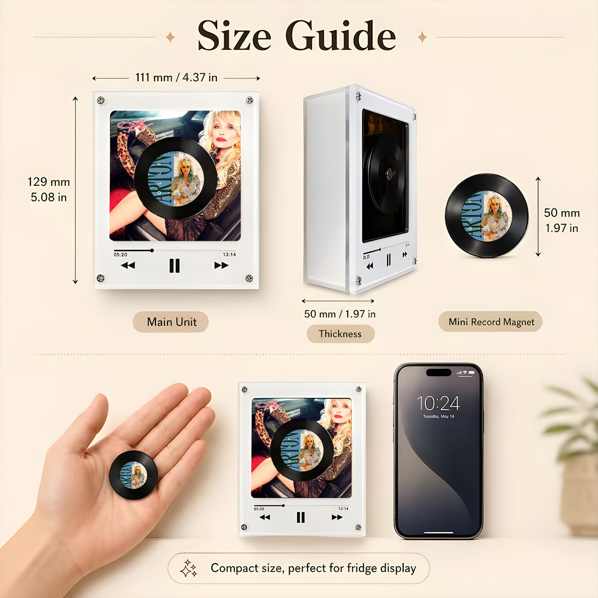 Dolly Parton Vinyl Record Refrigerator Music Magnet - Christmas NFC Music Player Box Set for Fan