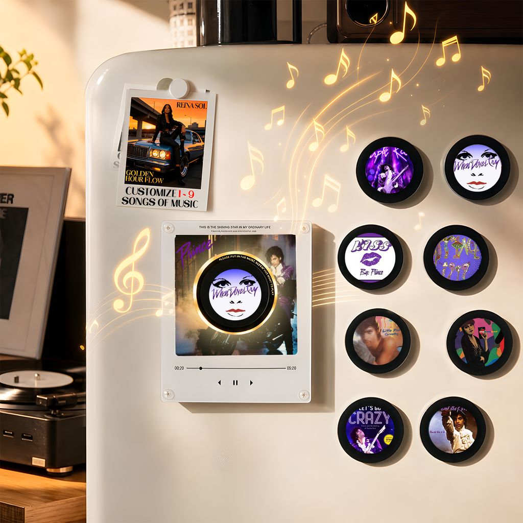 Prince Vinyl Record Refrigerator Music Magnet - Christmas NFC Music Player Box Set for Fan