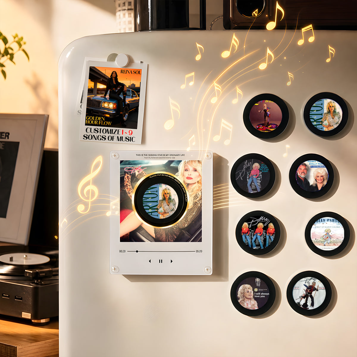 Dolly Parton Vinyl Record Refrigerator Music Magnet - Christmas NFC Music Player Box Set for Fan