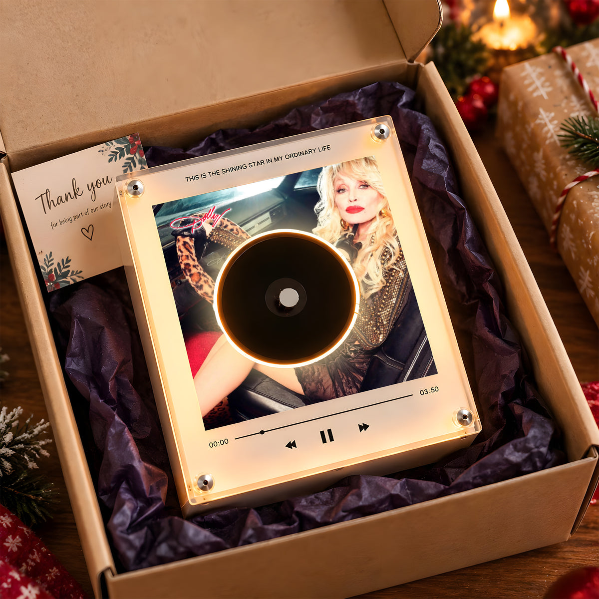 Dolly Parton Vinyl Record Refrigerator Music Magnet - Christmas NFC Music Player Box Set for Fan