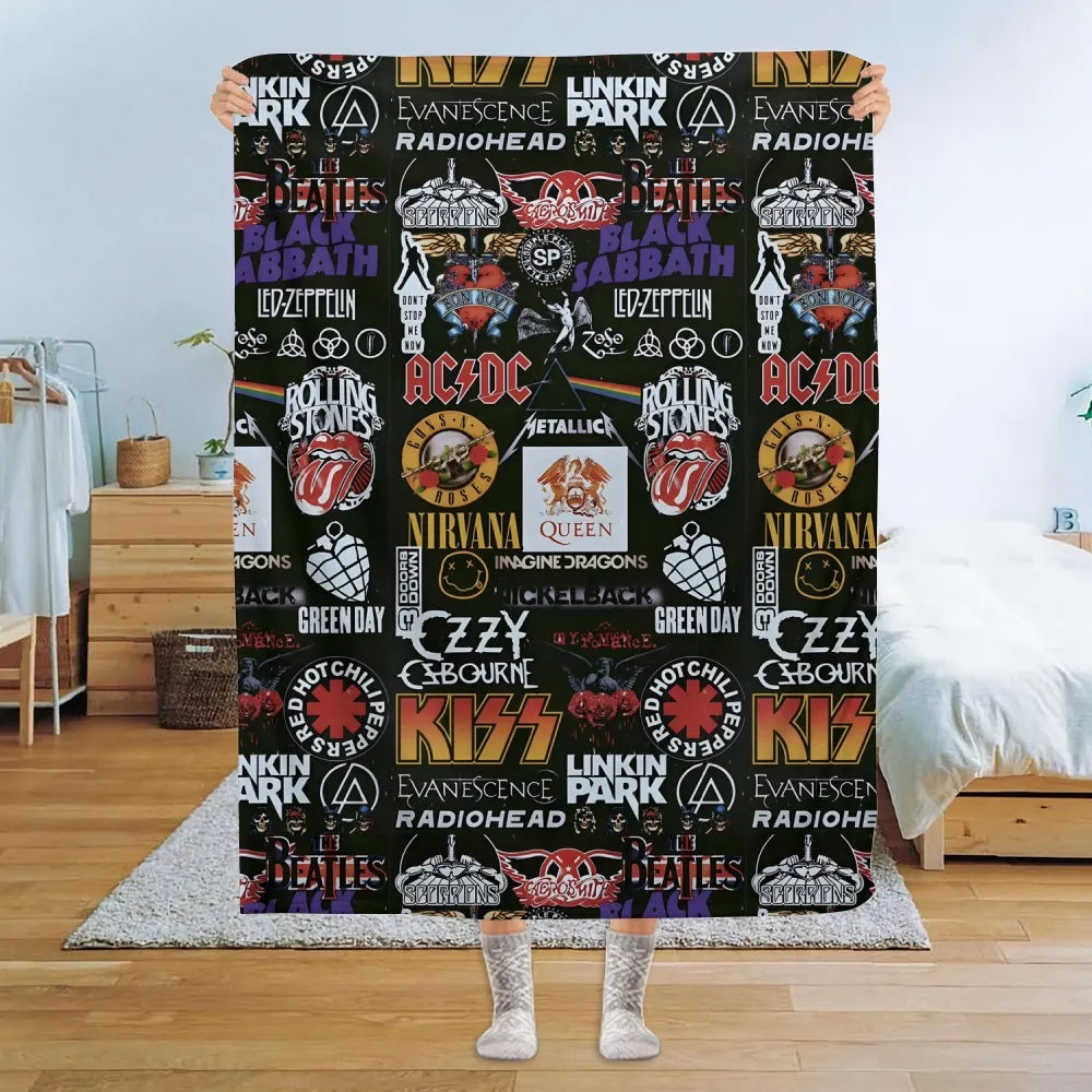 Vintage rock bands Sherpa Blanket