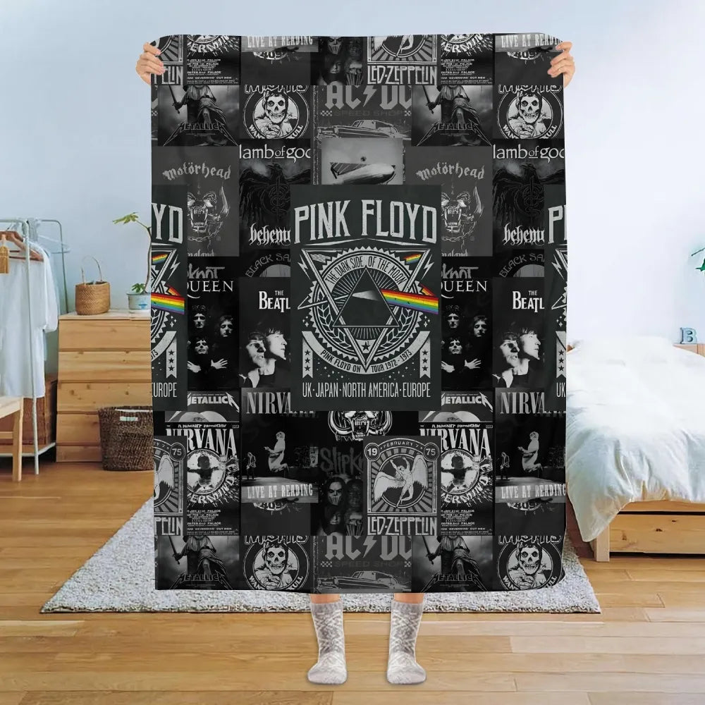 Rock Bands Collage Sherpa Blanket