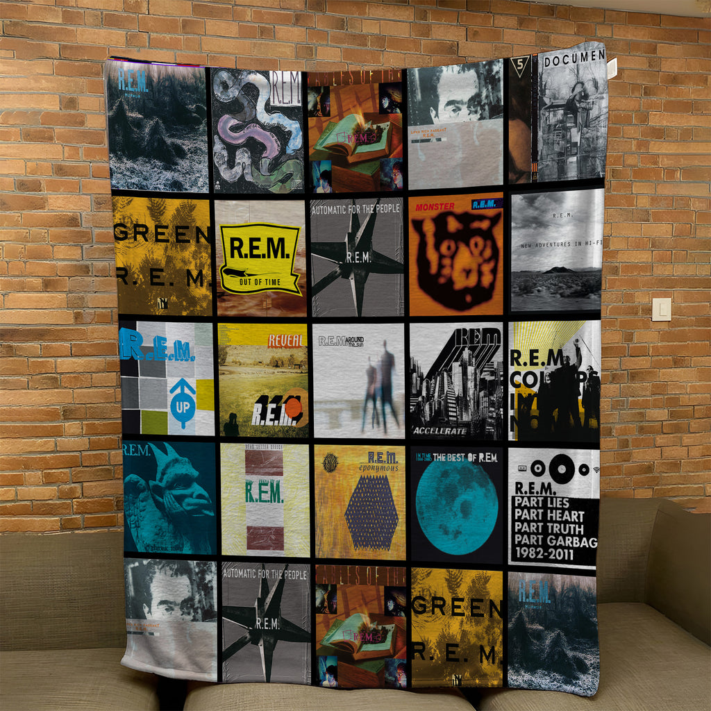 R.E.M Albums Collage Sherpa Blanket - A Unique Christmas Find for All Fans