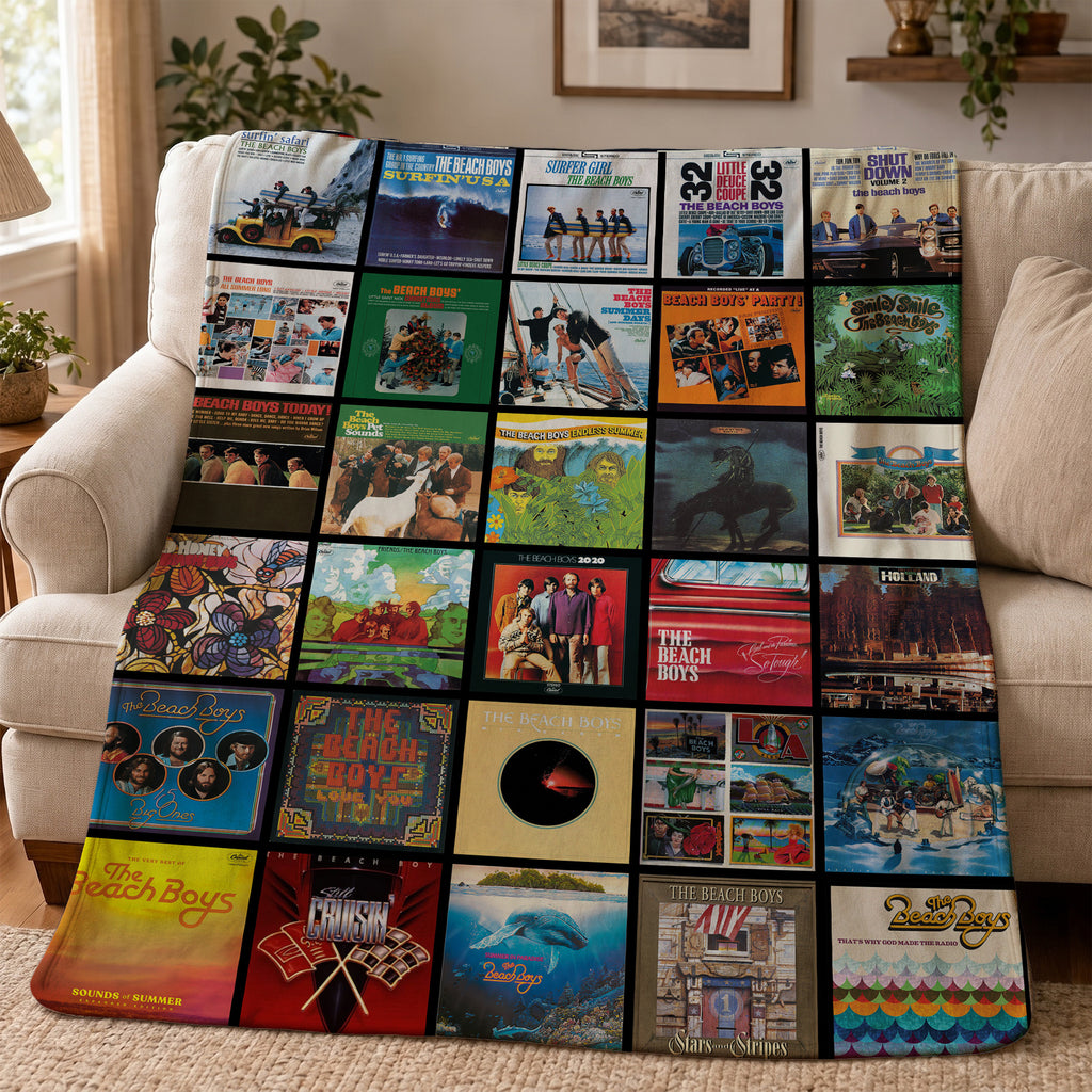 The Beach Boys Albums Collage Sherpa Blanket - A Unique Christmas Find for All Fans