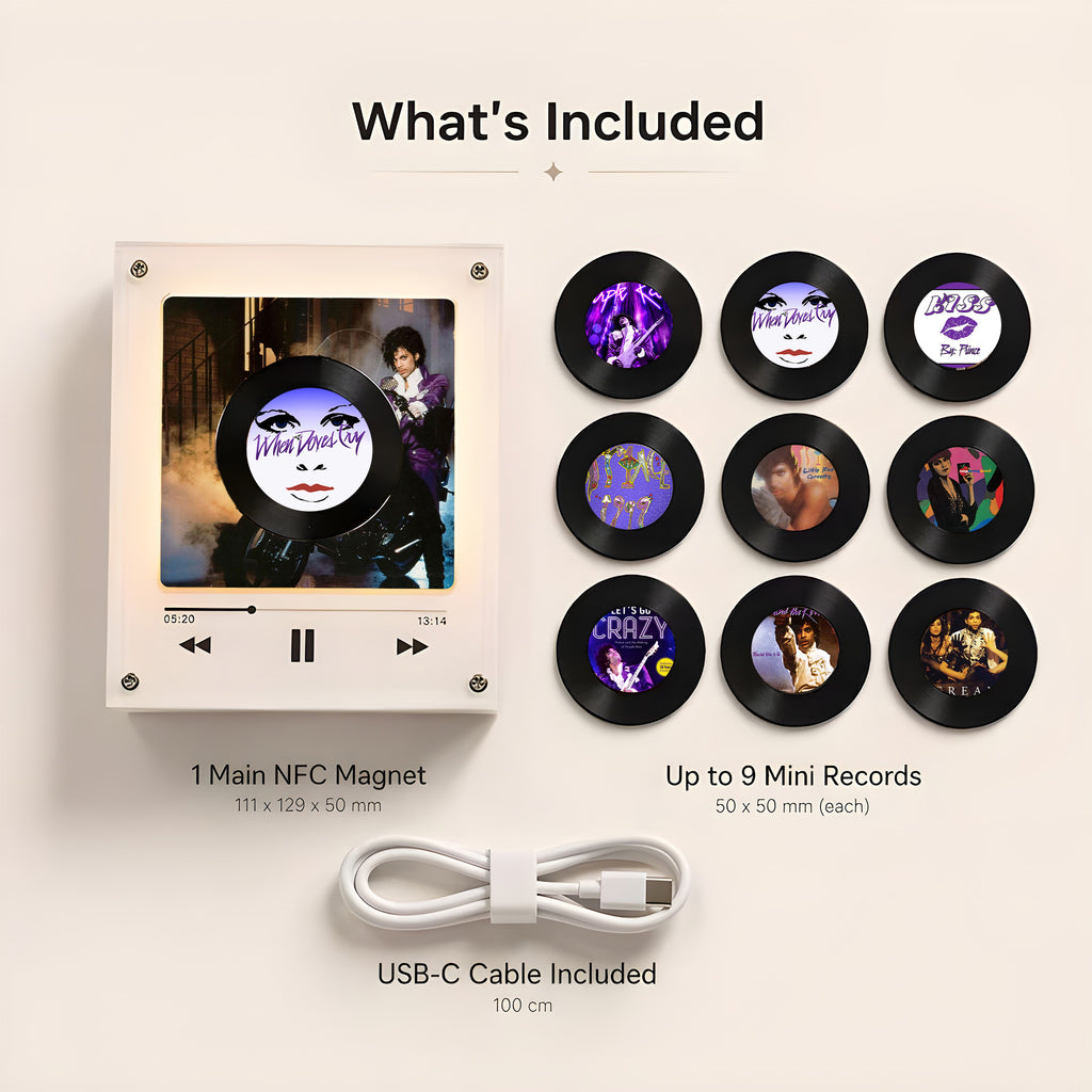 Prince Vinyl Record Refrigerator Music Magnet - Christmas NFC Music Player Box Set for Fan