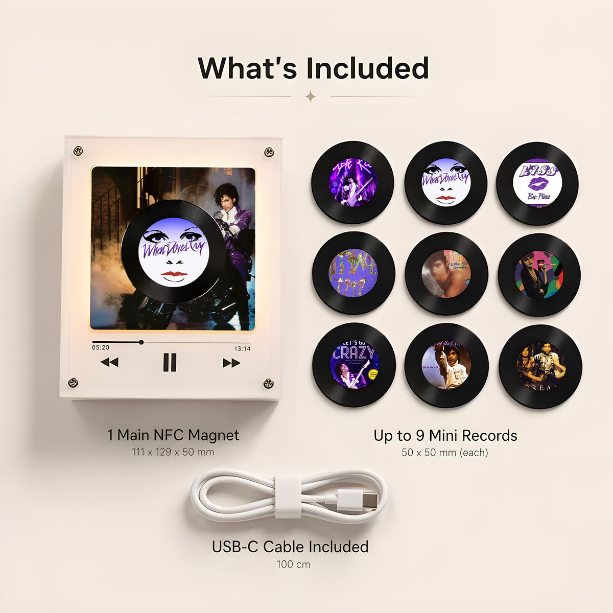 Prince Vinyl Record Refrigerator Music Magnet - Christmas NFC Music Player Box Set for Fan