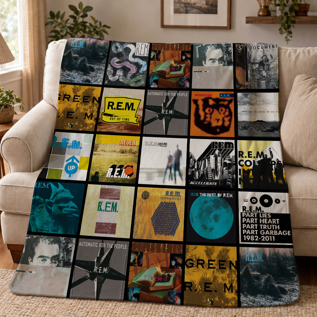R.E.M Albums Collage Sherpa Blanket - A Unique Christmas Find for All Fans