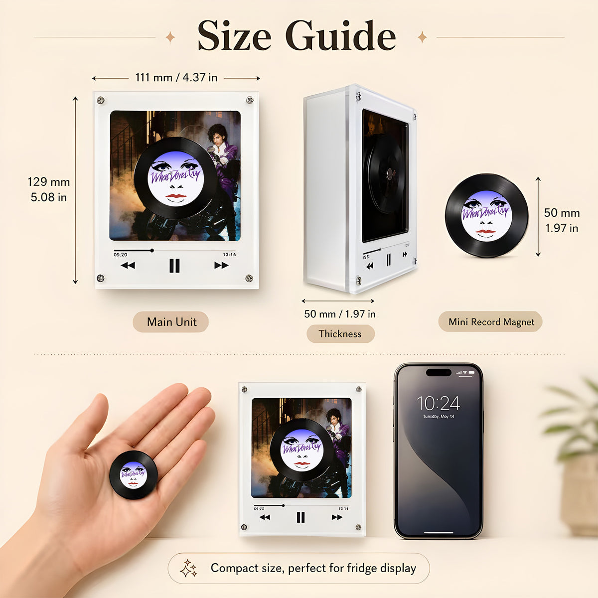 Prince Vinyl Record Refrigerator Music Magnet - Christmas NFC Music Player Box Set for Fan