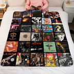 80s & 90s Hair Metal Classics Albums Collage Sherpa Blanket - Unique Gift for Music Fans