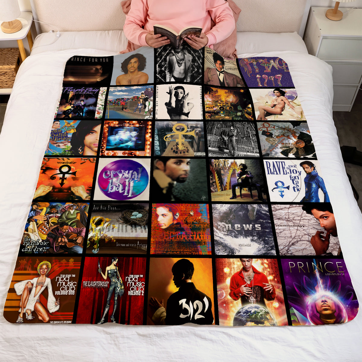 Prince Albums Collage Sherpa Blanket - Unique Gift for Music Fans